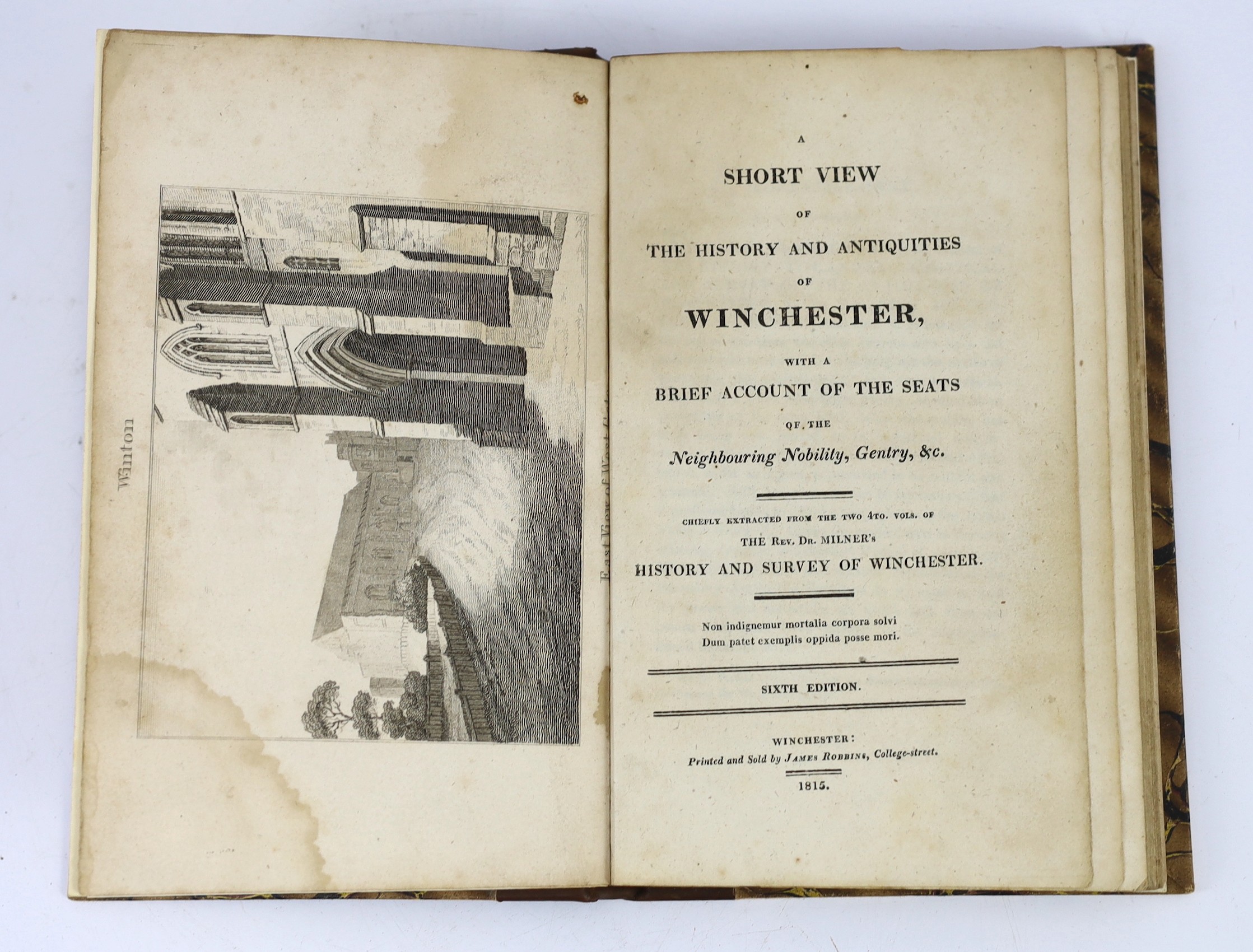 HANTS: Ball, Charles - An Historical Account of Winchester, with Descriptive Walks. pictorial engraved title, frontis. and 10 text engravings (some with miniature plans beneath)